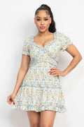 Ruffled Floral Puff Sleeve Dress-Product Type | Naughty Smile Fashion