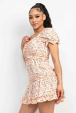 Ruffled Floral Puff Sleeve Dress