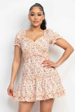 Ruffled Floral Puff Sleeve Dress