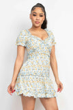 Ruffled Floral Puff Sleeve Dress
