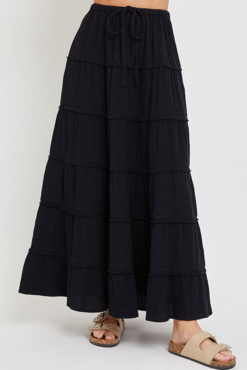 Cotton Gauze Tiered Maxi Skirt-Product Type | Naughty Smile Fashion