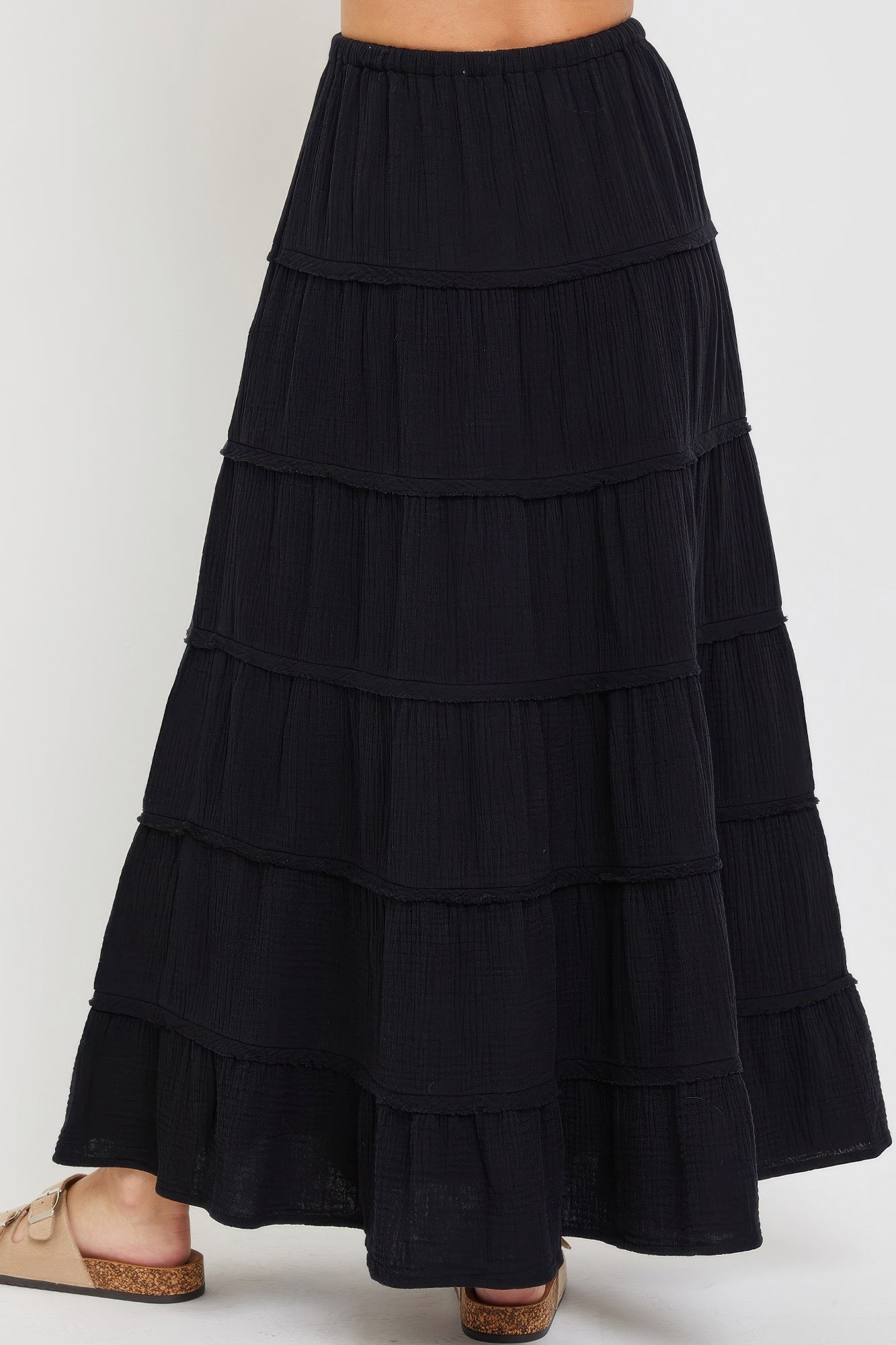 Cotton Gauze Tiered Maxi Skirt-Product Type | Naughty Smile Fashion
