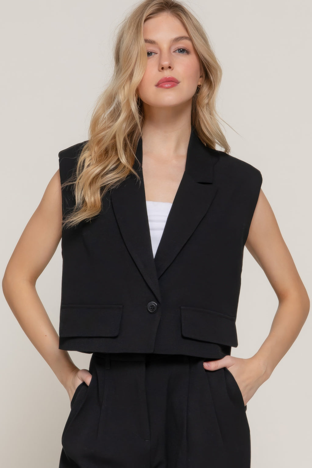 Lapel Collar W/shoulder Pads Vest-Product Type | Naughty Smile Fashion