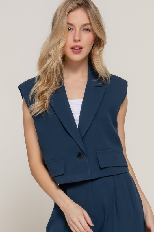 New Arrival – Lapel Collar W/shoulder Pads Vest – New Arrival Now Live