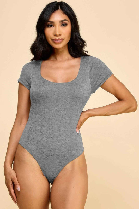 New Arrival – Short Sleeve Scoop Neck Double Layered Bodysuit – New Arrival Now Live