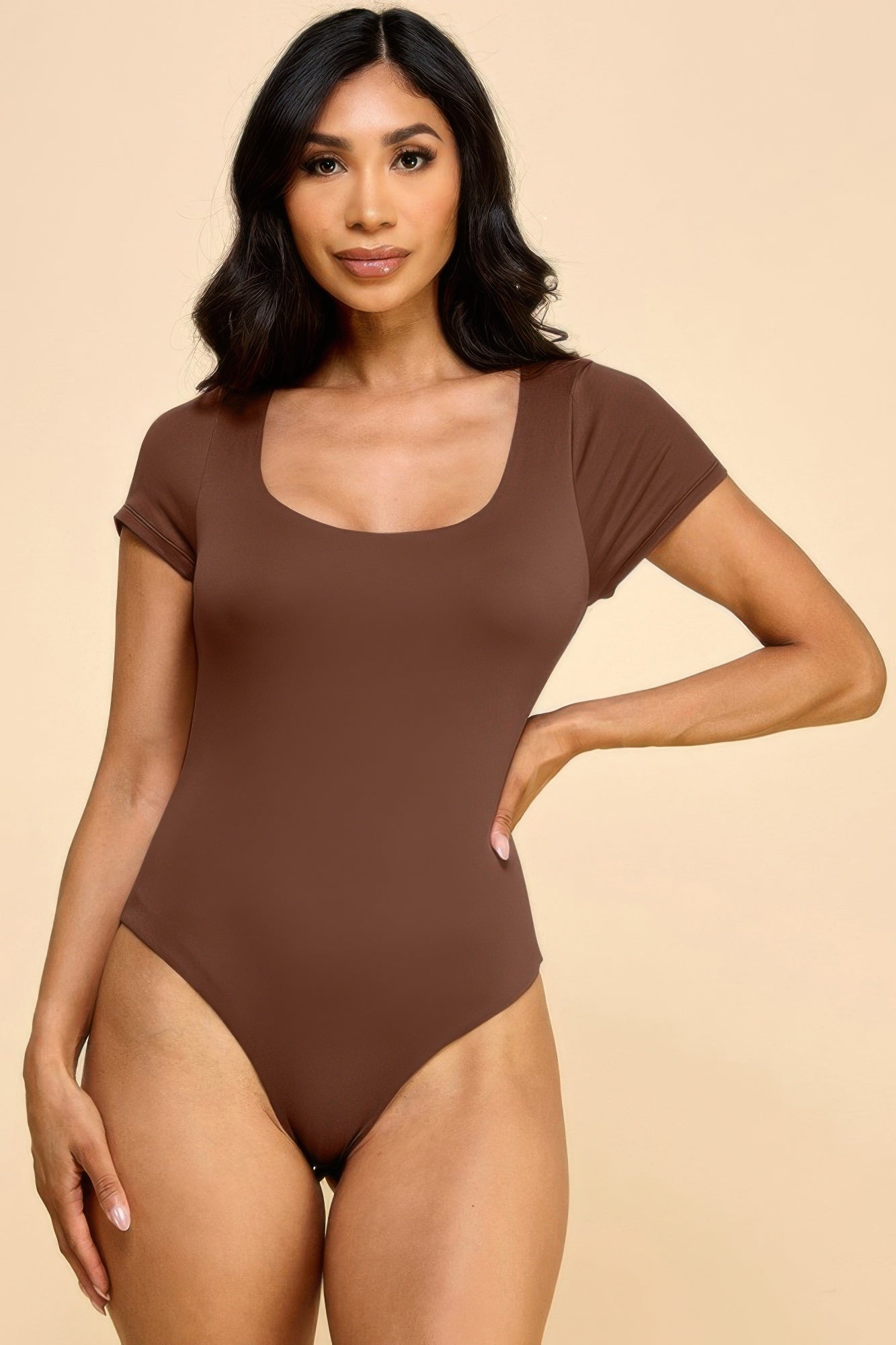 Short Sleeve Scoop Neck Double Layered Bodysuit-Product Type | Naughty Smile Fashion