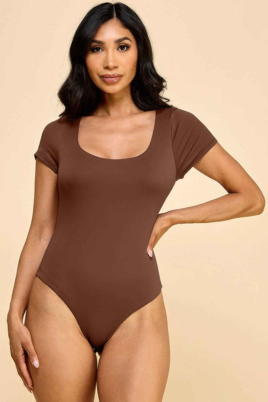 New Arrival – Short Sleeve Scoop Neck Double Layered Bodysuit – New Arrival Now Live