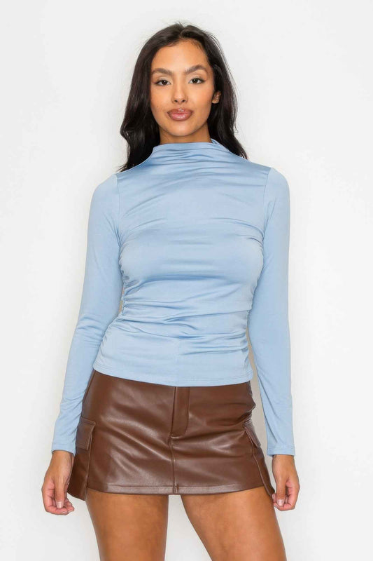 New Arrival – Mock Neck Ruched Solid Top – New Arrival Now Live