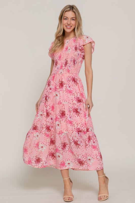 New Arrival – Ruffl Slv Smocked Floral Print Dresss – New Arrival Now Live