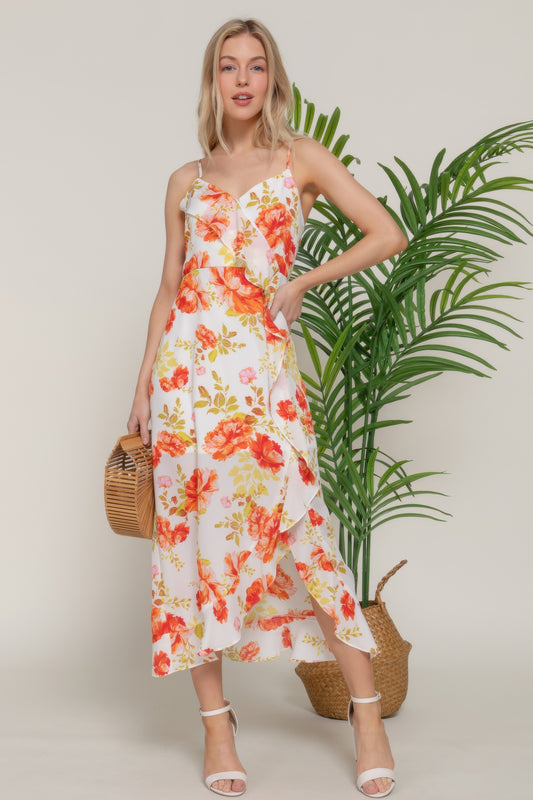 New Arrival – Floral Print Ruffle Slip Midi Dress – New Arrival Now Live
