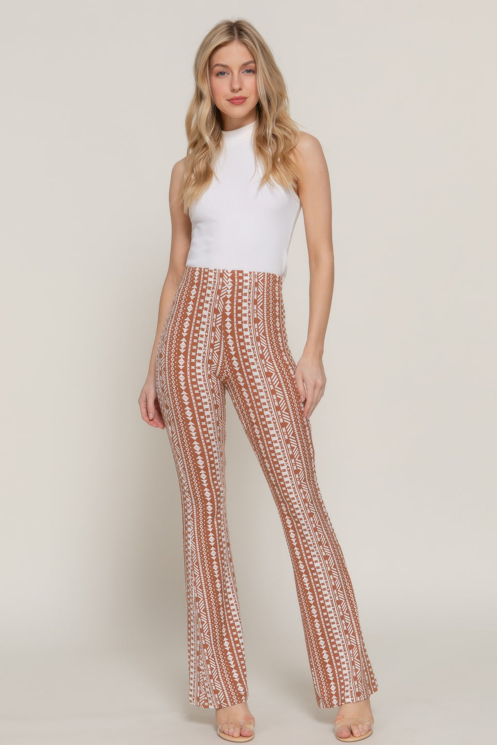 Waist Elastic Slim Flare Print Pants-Product Type | Naughty Smile Fashion