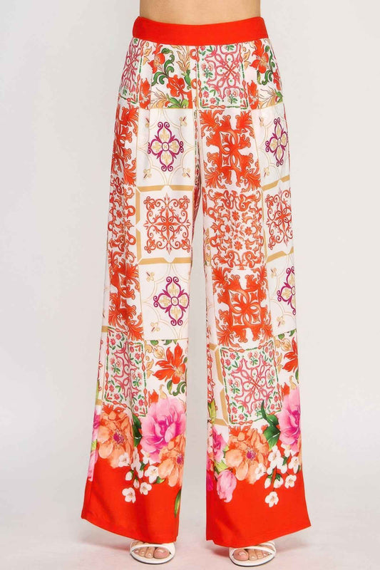 New Arrival – Printed Wide Leg Pants With Elastic Back – New Arrival Now Live