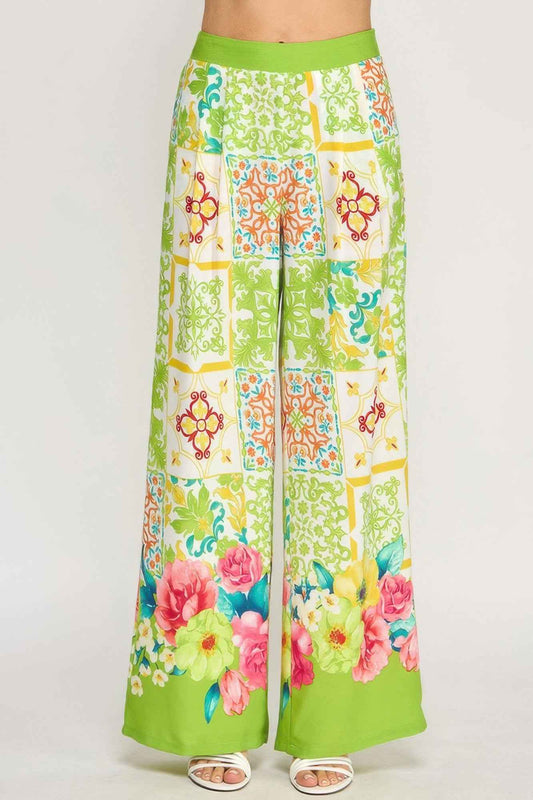 New Arrival – Printed Wide Leg Pants With Elastic Back – New Arrival Now Live