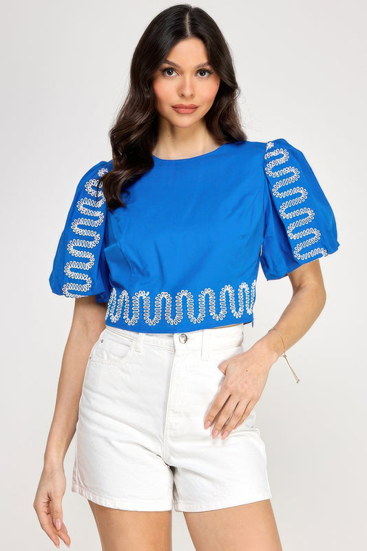 New Arrival – Puff Bubble Sleeve Top With Embroidery Detail – New Arrival Now Live