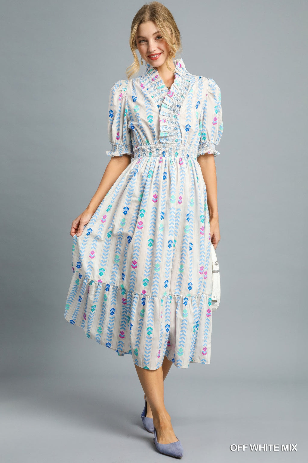 Vibrant Ruffle Smocked Midi Dress-Product Type | Naughty Smile Fashion
