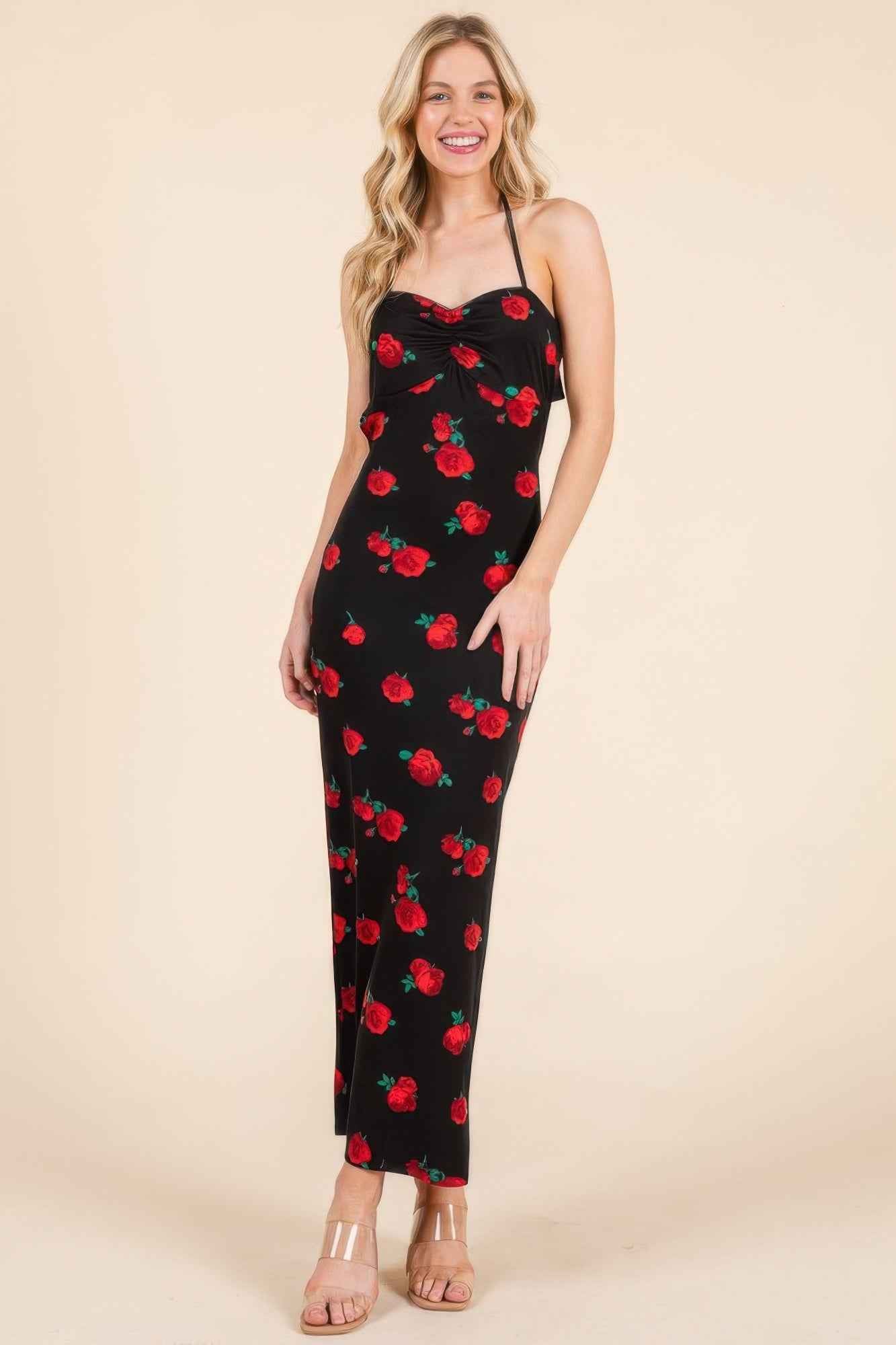 New Arrival – Sweet Heart Gathered Open Back Print Midi Dress – New Arrival Now Live