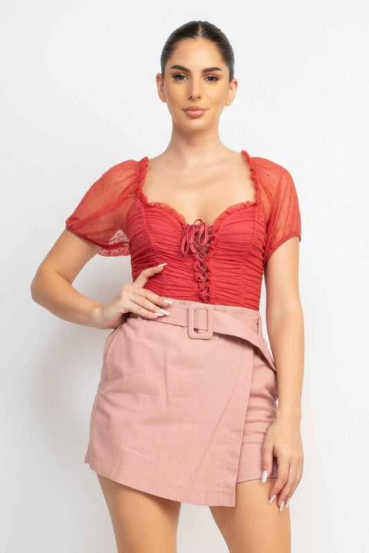 New Arrival – Shirred Mesh Sleeve Bodysuit – New Arrival Now Live