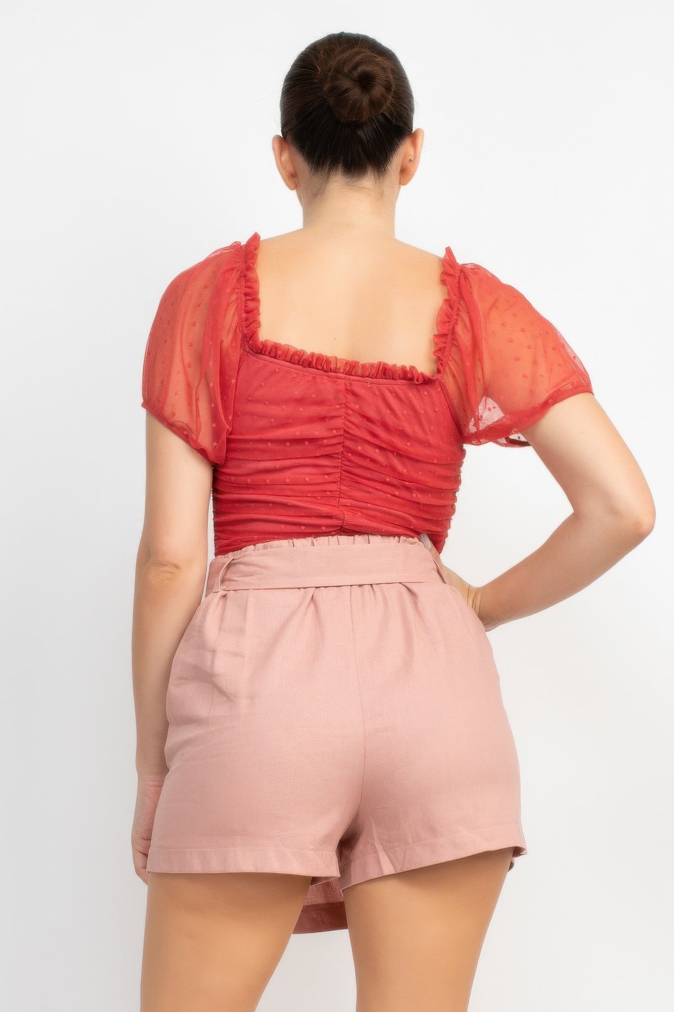 Shirred Mesh Sleeve Bodysuit-Product Type | Naughty Smile Fashion