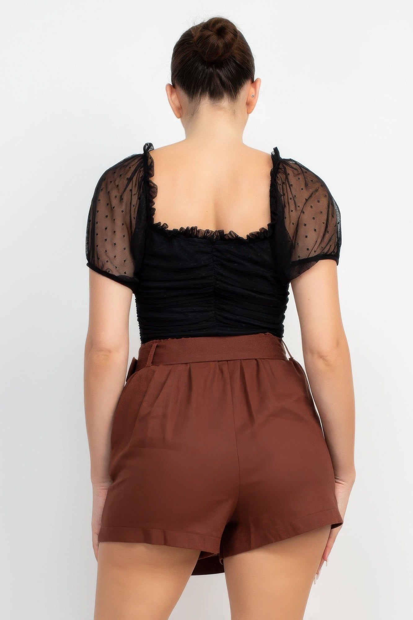 Shirred Mesh Sleeve Bodysuit-Product Type | Naughty Smile Fashion