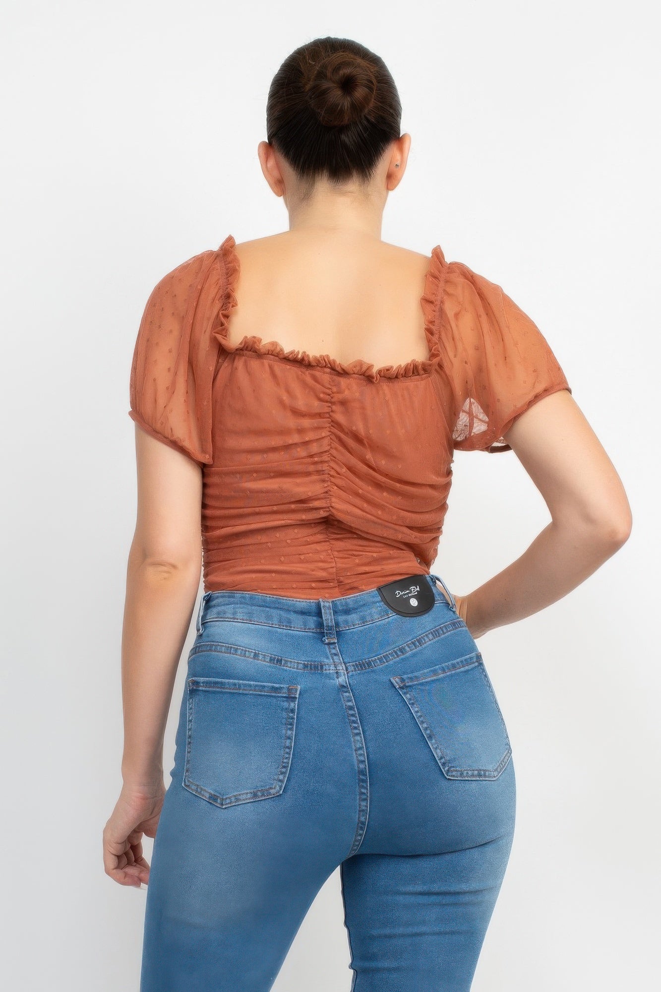 Shirred Mesh Sleeve Bodysuit-Product Type | Naughty Smile Fashion