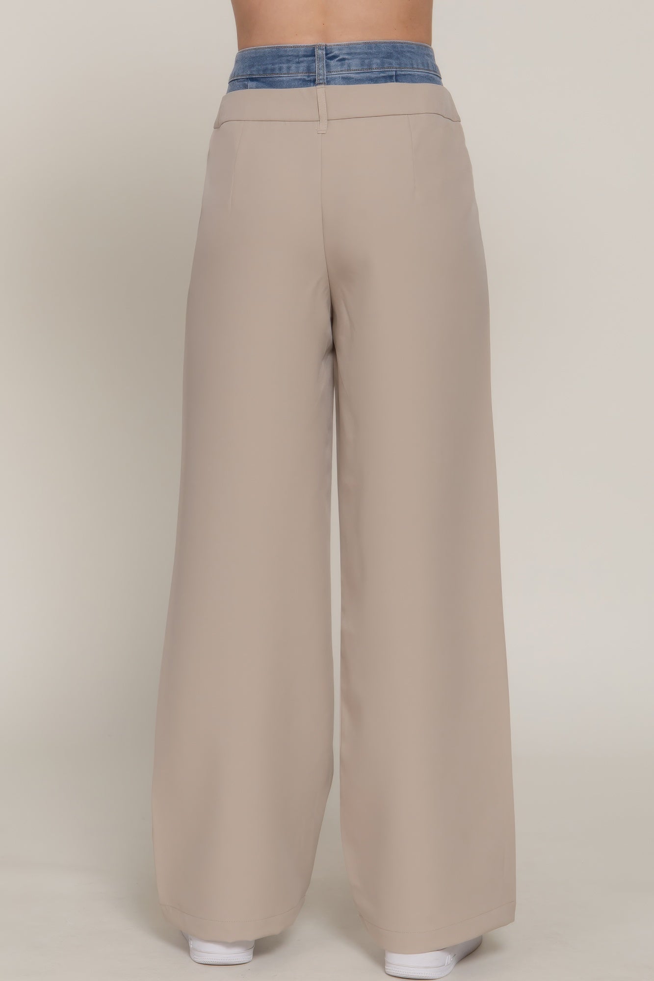 Contrast Denim Waist Straight Long Pants-Product Type | Naughty Smile Fashion