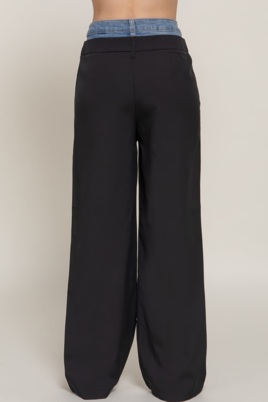 Contrast Denim Waist Straight Long Pants-Product Type | Naughty Smile Fashion