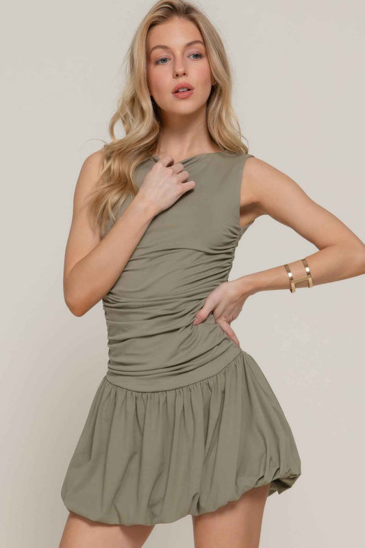 New Arrival – Sleeveless Boat Neck Voluminous Mini Dress – New Arrival Now Live