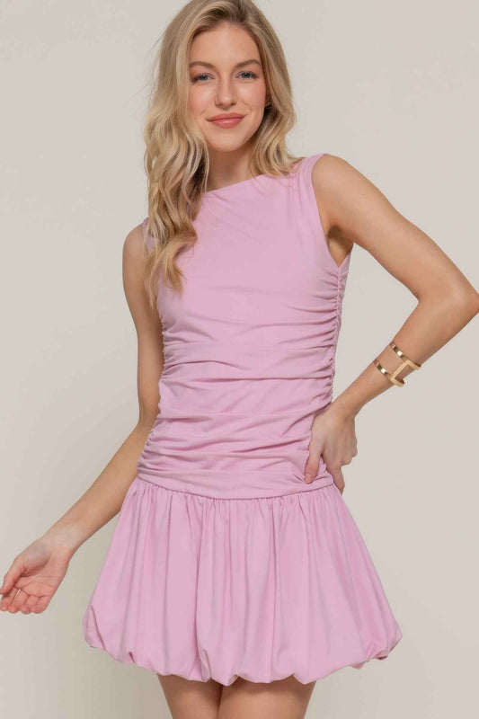 New Arrival – Sleeveless Boat Neck Voluminous Mini Dress – New Arrival Now Live