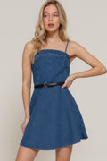 Belted Cami A-line Mini Dress-Product Type | Naughty Smile Fashion