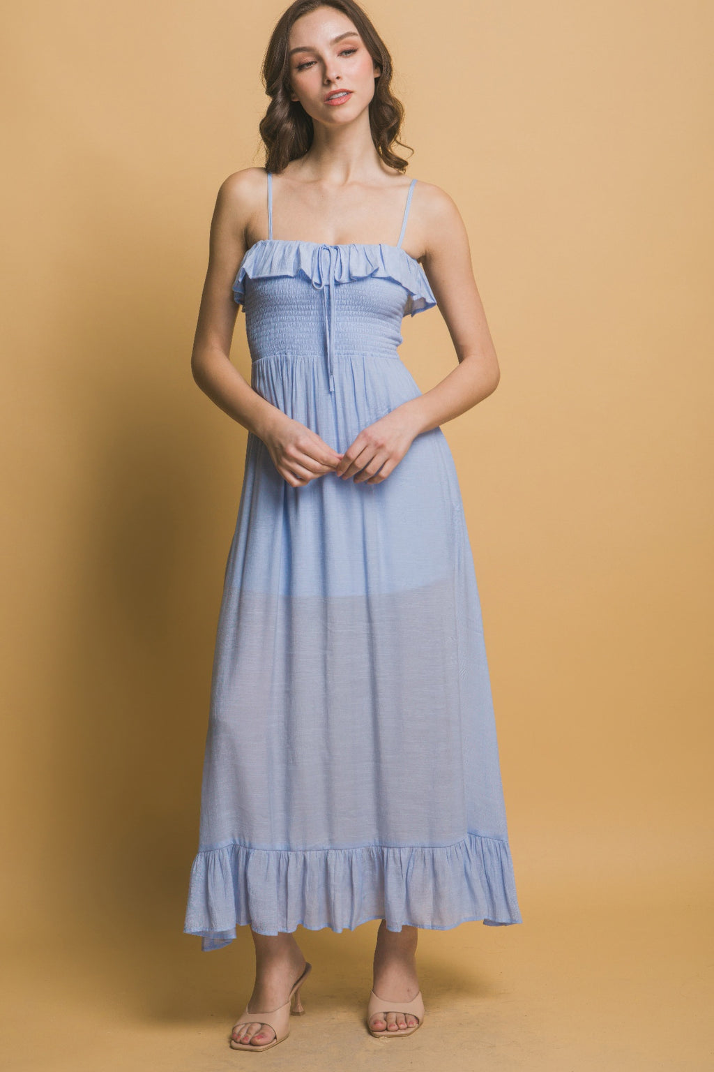 Smocked Ruffle Maxi Dress-Product Type | Naughty Smile Fashion