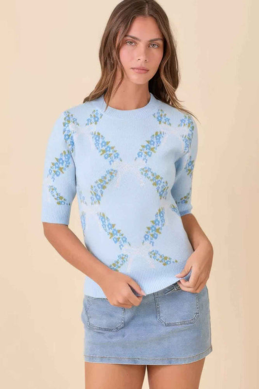 New Arrival – Floral Ribbon Print Sweater Knit Top – New Arrival Now Live