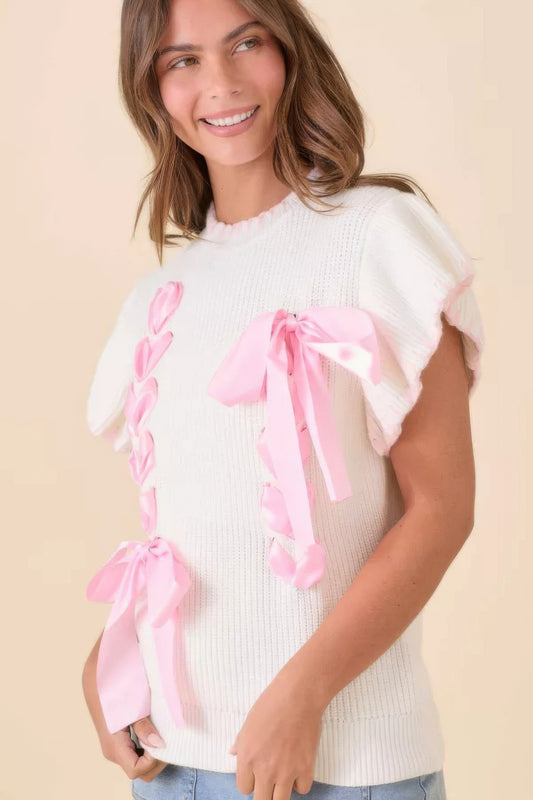 New Arrival – Weaved Ribbon Bow Detail Sweater Knit Top – New Arrival Now Live
