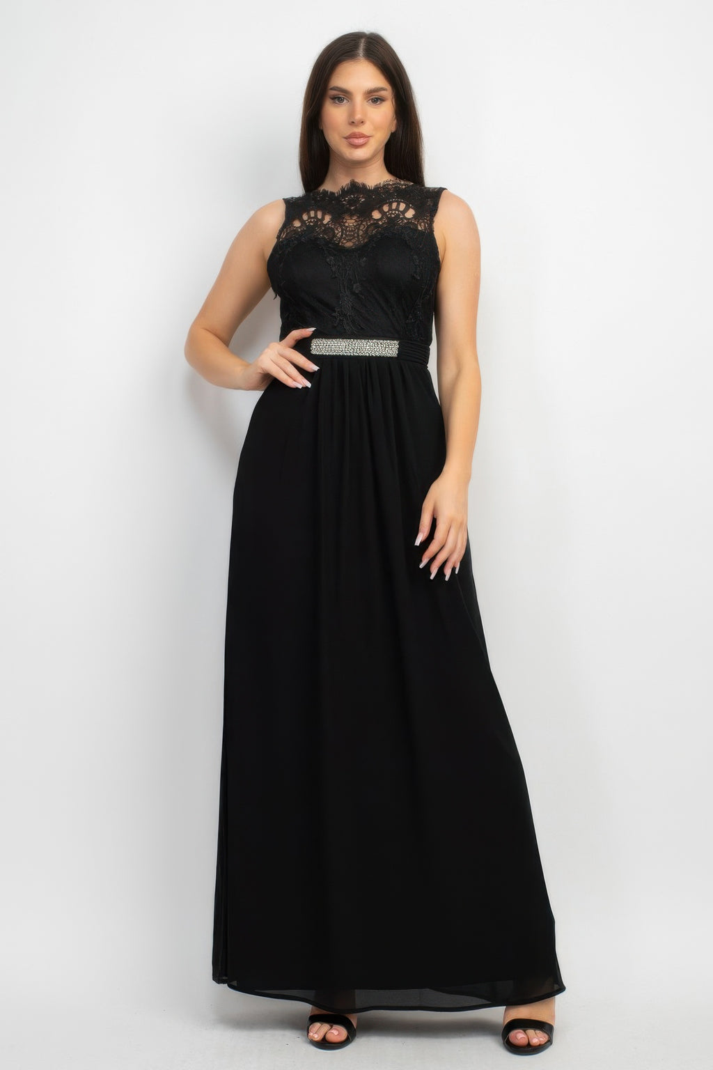 Jewel Waist-tie Lace Maxi Dress-Product Type | Naughty Smile Fashion