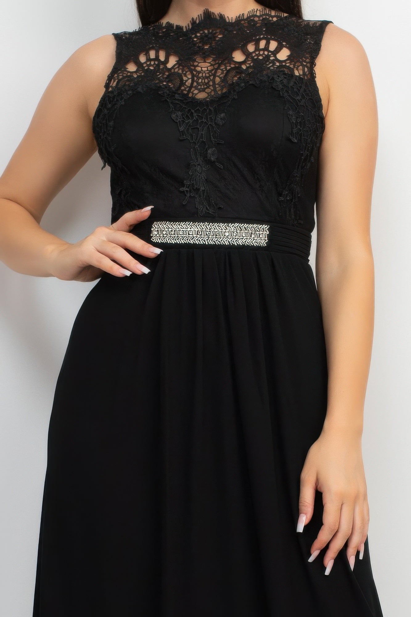 Jewel Waist-tie Lace Maxi Dress-Product Type | Naughty Smile Fashion