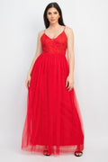 Glittered Straps Mesh Tulle Maxi Dress-Product Type | Naughty Smile Fashion