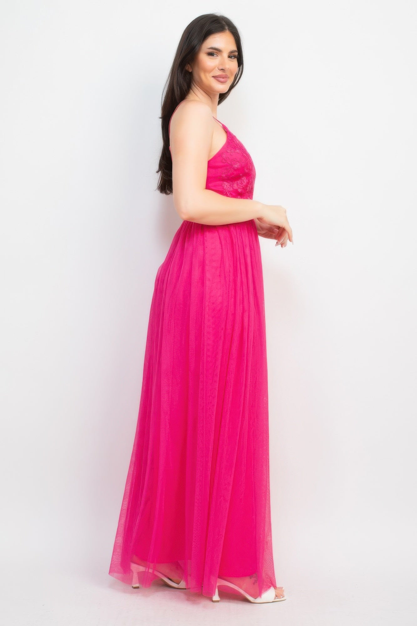 Glittered Straps Mesh Tulle Maxi Dress-Product Type | Naughty Smile Fashion