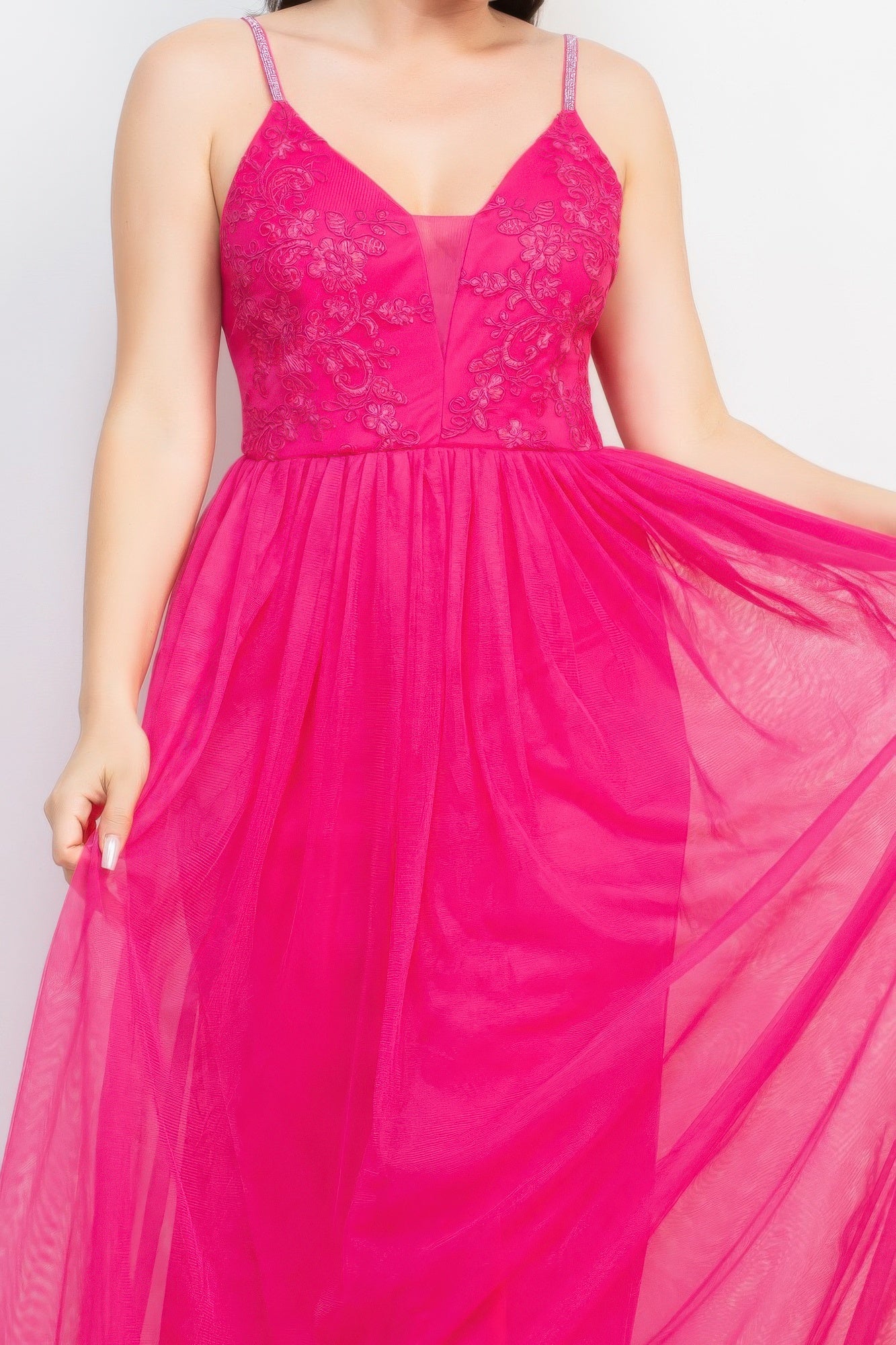 Glittered Straps Mesh Tulle Maxi Dress-Product Type | Naughty Smile Fashion