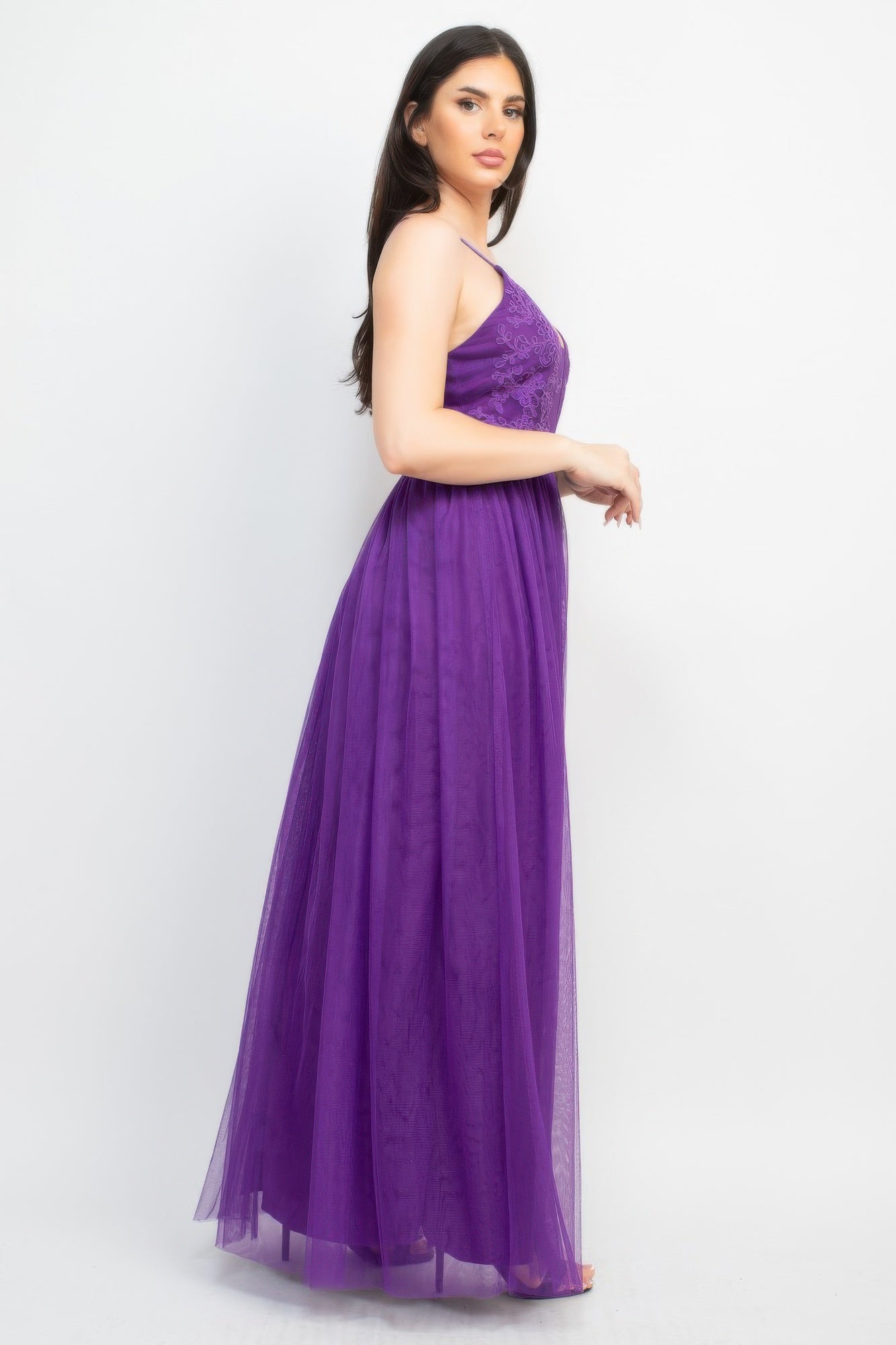 Glittered Straps Mesh Tulle Maxi Dress-Product Type | Naughty Smile Fashion