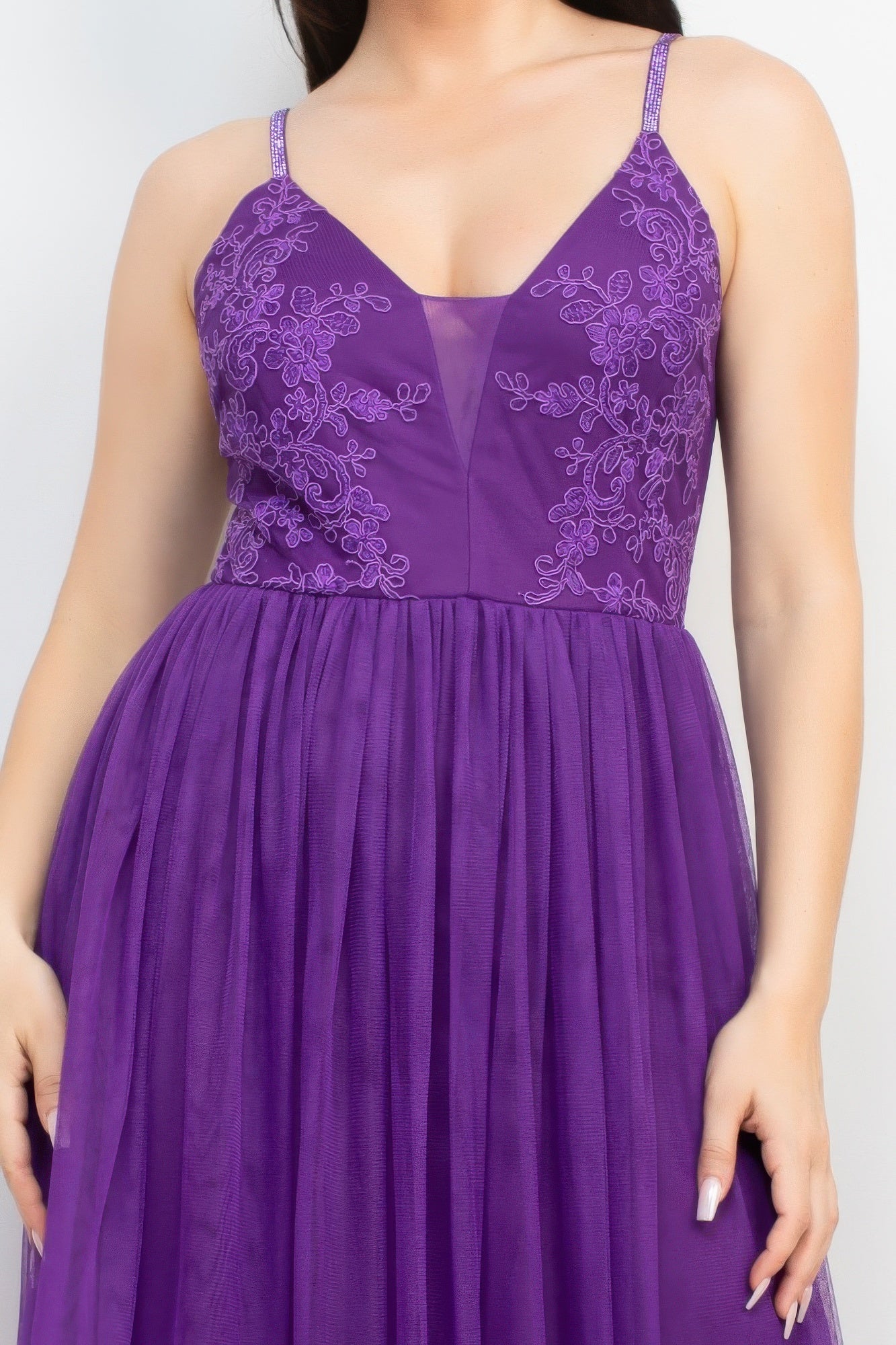 Glittered Straps Mesh Tulle Maxi Dress-Product Type | Naughty Smile Fashion