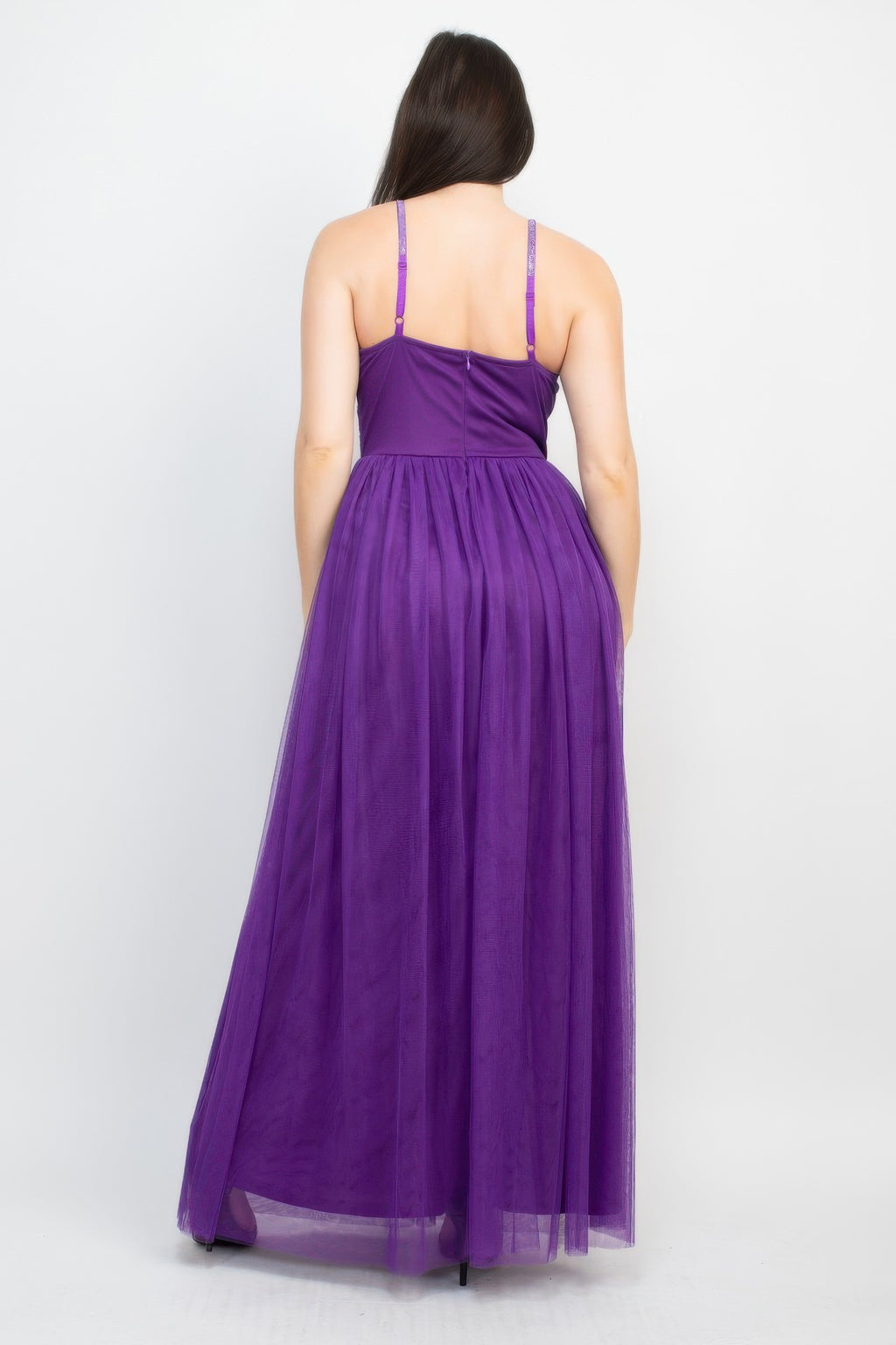 Glittered Straps Mesh Tulle Maxi Dress-Product Type | Naughty Smile Fashion