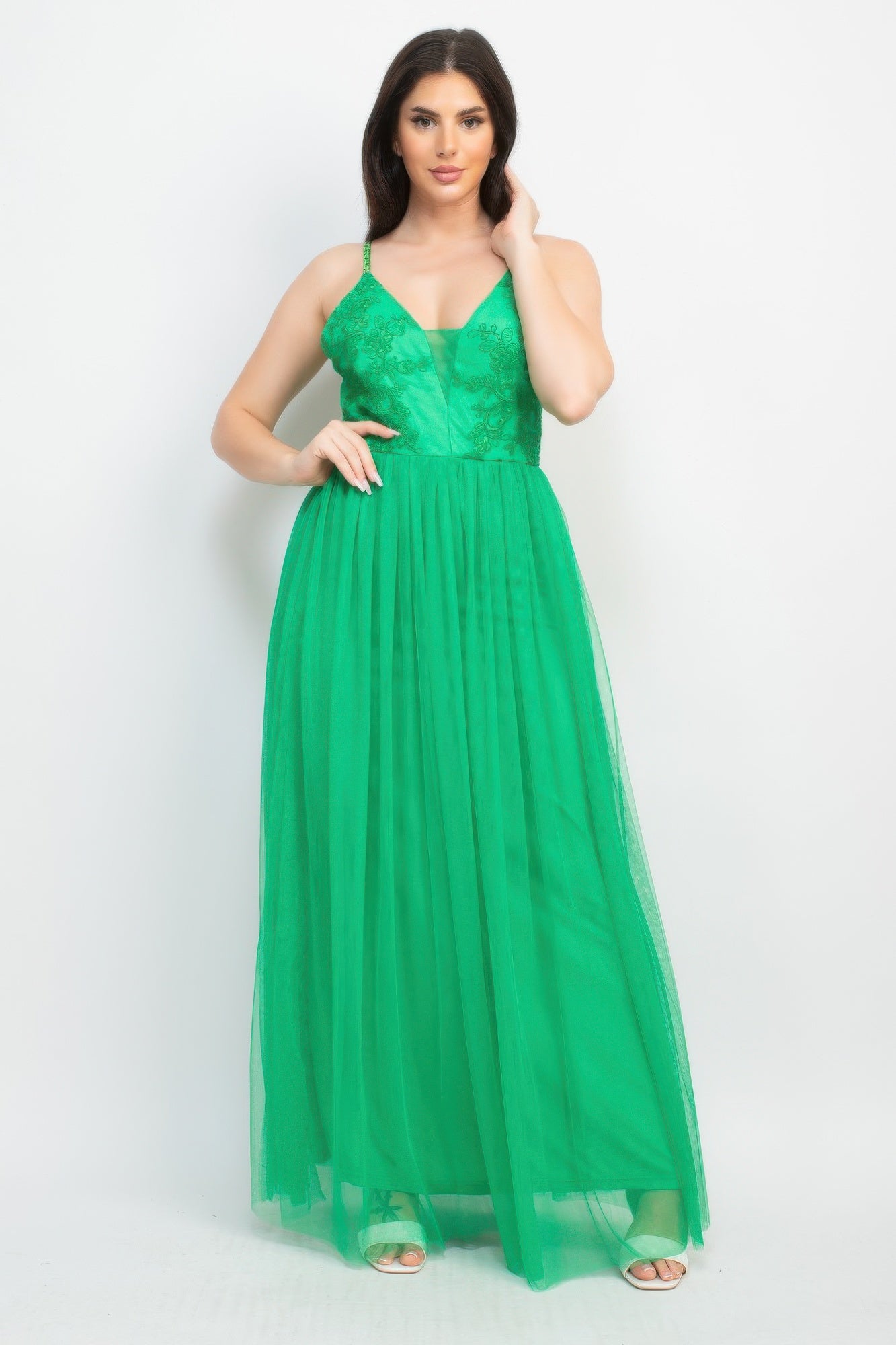 New Arrival – Glittered Straps Mesh Tulle Maxi Dress – New Arrival Now Live