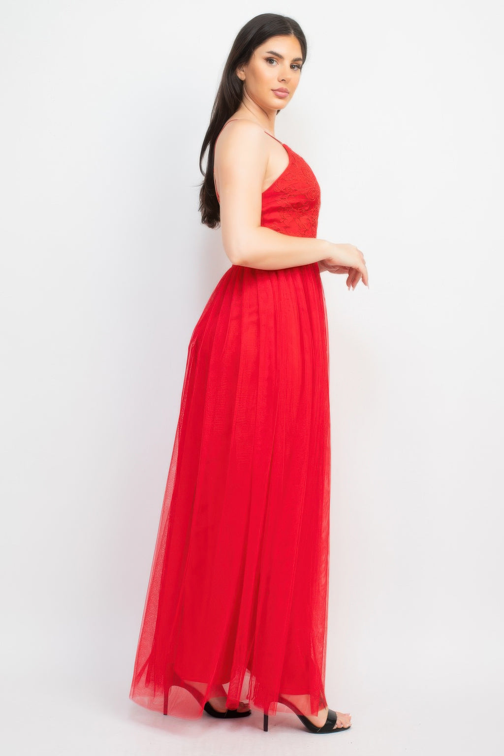 Glittered Straps Mesh Tulle Maxi Dress-Product Type | Naughty Smile Fashion