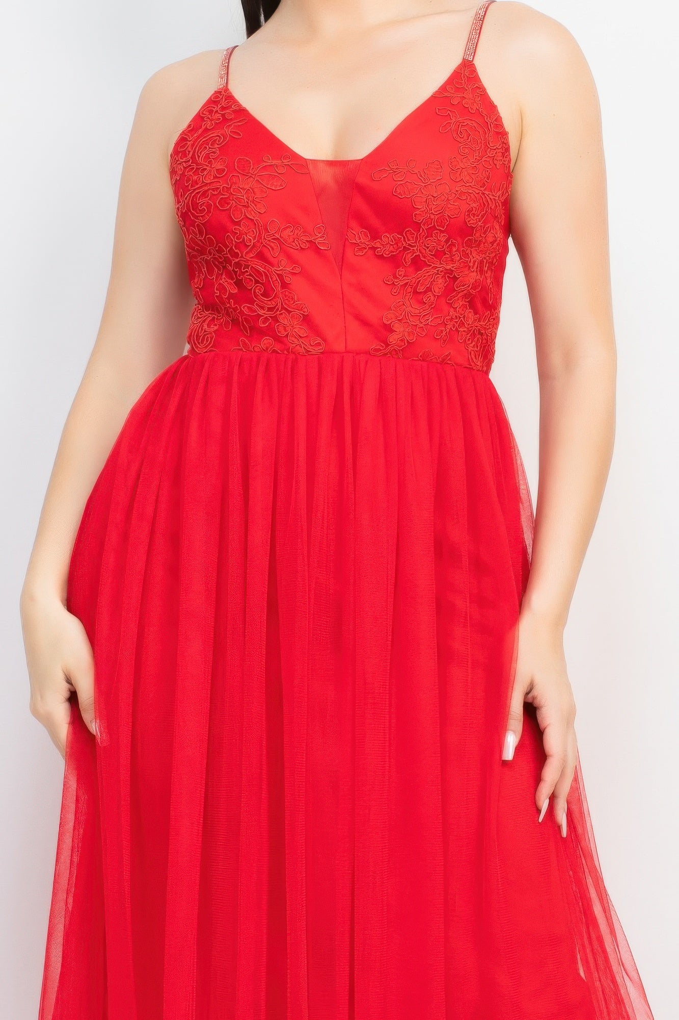 Glittered Straps Mesh Tulle Maxi Dress-Product Type | Naughty Smile Fashion