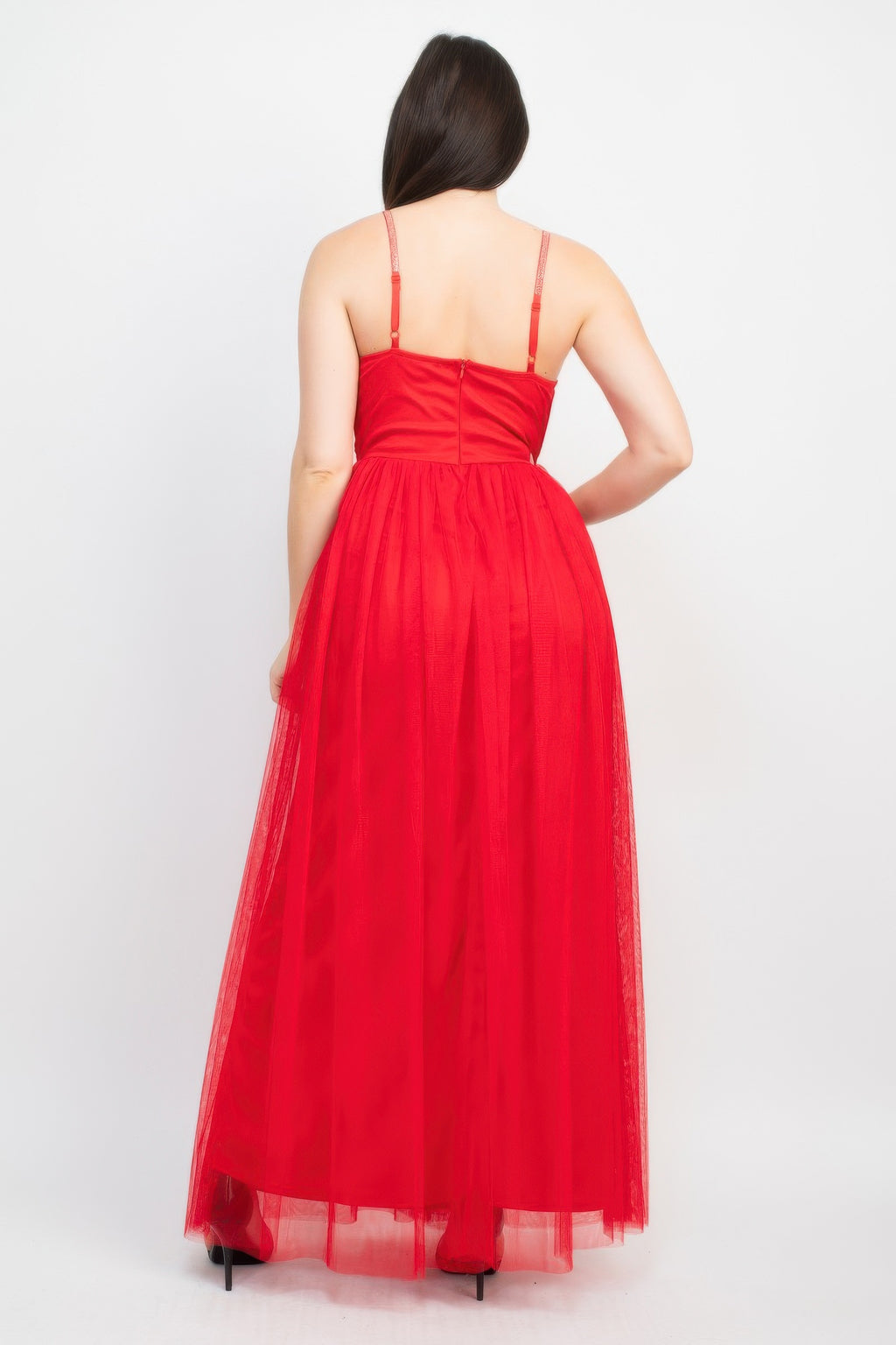 Glittered Straps Mesh Tulle Maxi Dress-Product Type | Naughty Smile Fashion