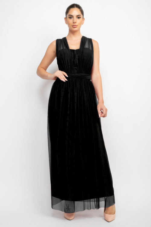 A-line Mesh Convertible Maxi Dress-Product Type | Naughty Smile Fashion