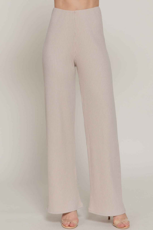 New Arrival – Inside Elastic Waistband Wide Rib Knit Pants – New Arrival Now Live