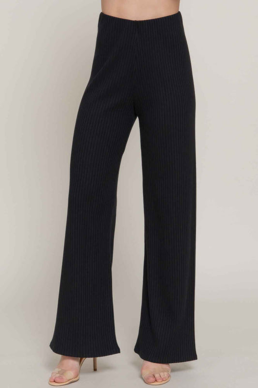 New Arrival – Inside Elastic Waistband Wide Rib Knit Pants – New Arrival Now Live