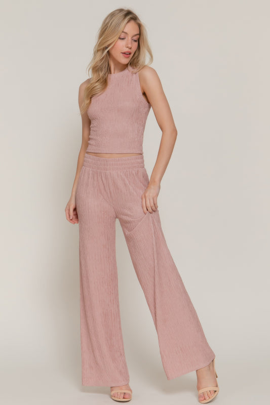 New Arrival – Sleeveless Top & Crinkle Knit Pants Set – New Arrival Now Live