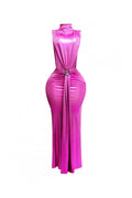 Mock Neck And Tied Waist Dress-Product Type | Naughty Smile Fashion