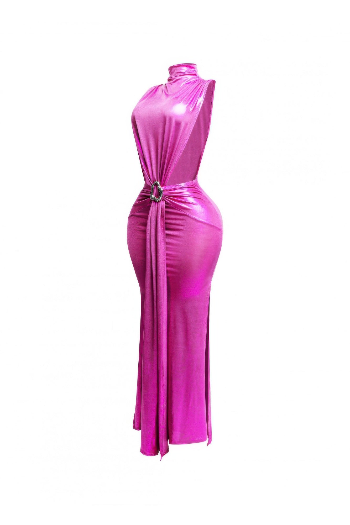 Mock Neck And Tied Waist Dress-Product Type | Naughty Smile Fashion